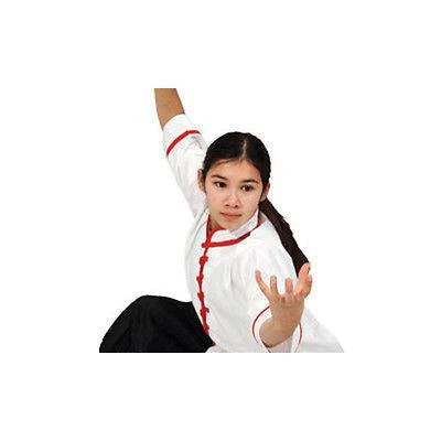 Kung Fu Gi Top Uniform Shirt Youth Adult Size White Black With Green Or Red Trim 6 Kung Fu Gi Top Uniform Shirt Youth Adult Size White Black With Green Or Red Trim - Image 4