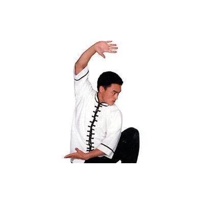 Kung Fu Gi Top Uniform Shirt Youth Adult Size White Black With Green Or Red Trim 4 Kung Fu Gi Top Uniform Shirt Youth Adult Size White Black With Green Or Red Trim - Image 2