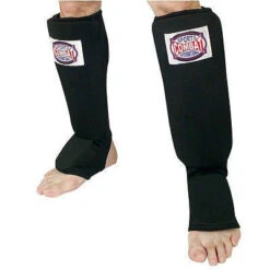 Combat Sports Shin Guards Slip On Insteps - Black