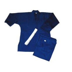Single Weave Judo Uniform Gi - Blue With White Belt