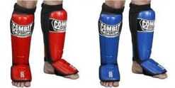 Combat Sports MMA Shin Guards Sparring Instep Kickboxing Muay Thai Red Blue L XL