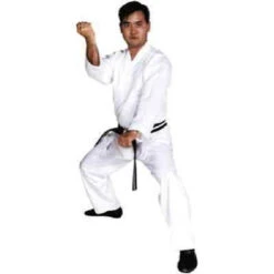 Martial Arts Uniform Karate Gi Adult Child Size Drawstring Pants White Belt 6 Oz